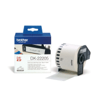 Štítky BROTHER papírové trvalé, kontinuální role bílá rozměr 62mm x 30,48m pro tiskárny QL