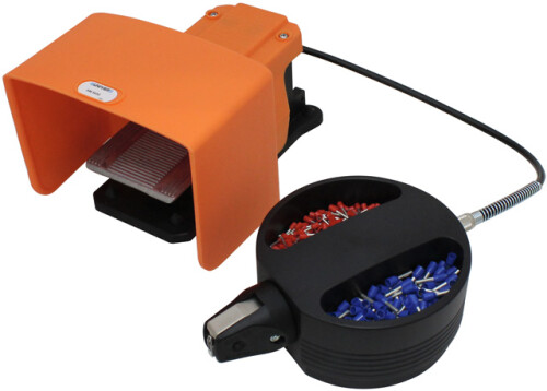 Pneumatický lisovací přístroj na dutinky o průřezu 0,14-2,5mm2 stolní model se čtyřhranným lisováním