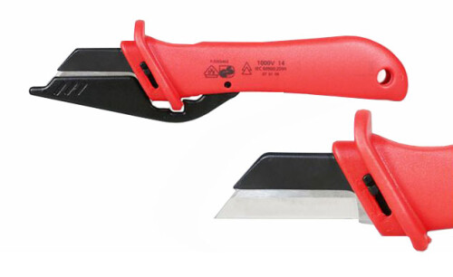Kabelový odplášťovací nůž do 1000V, rovná odizolovací čepel se sklopnou krytkou