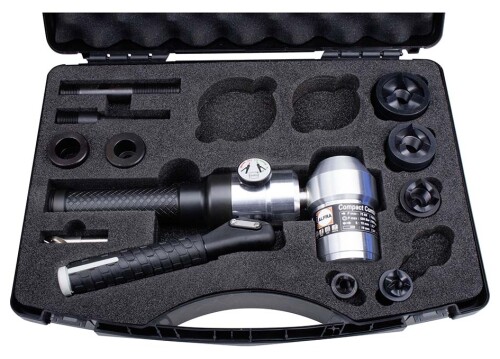 00000 ALFRA ruční hydraulický prostřihovací nástroj úhlový, kufr s razníky Pg9-Pg21+30,5mm TRISTAR