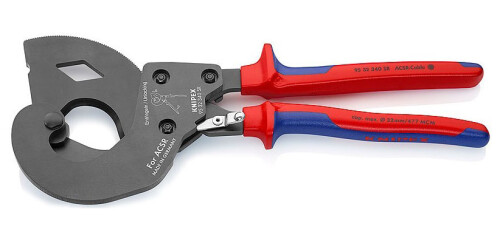 9532340SR KNIPEX ráčnové nůžky na AL, CU a ACSR kabely do průměru 32mm / 240mm2