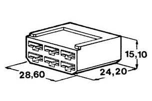 Kryt objímky šestipólový PA pro ploché mosazné objímky s jazýčkem 6,3x0,8mm, stálost do +180°C