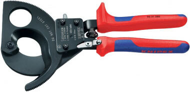 9531280 KNIPEX ráčnové nůžky na AL a CU kabely do prům. 52mm / 380mm2, délka 280mm / 0,9kg
