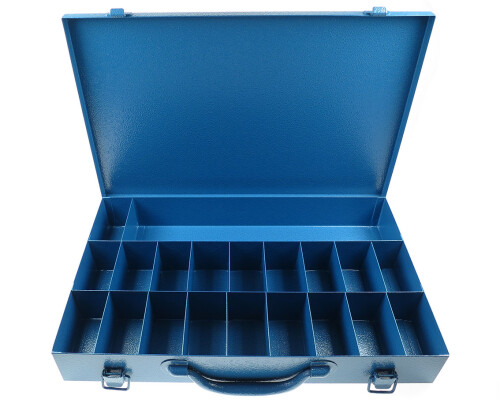 Servisní kufřík kovový prázdný, 20 přihrádek, rozměry 375x236x52mm, hmotnost 2,58kg (MKV)