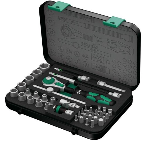 Gola sada 42 dílů - bitů, klíčů 4-14mm a příslušenství s 1/4 ráčnou WERA Zyklop Speed