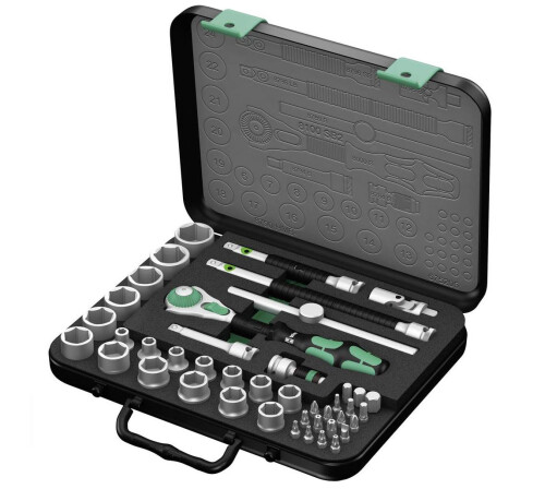 Gola sada 43 dílů - bitů, klíčů 6-24mm a příslušenství s 3/8 ráčnou WERA Zyklop Speed
