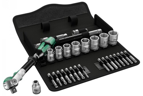 Gola sada 29 dílů - bitů, klíčů 8-19mm a příslušenství s 3/8 ráčnou WERA Zyklop Speed