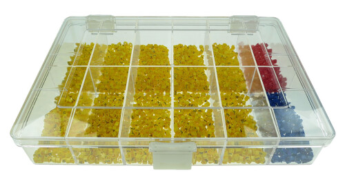 Organizér plastový 12-ti dílný s návlečkami PA 02 pro průřezy 0,2-1,5mm2 (znaky 0-9,+,-)